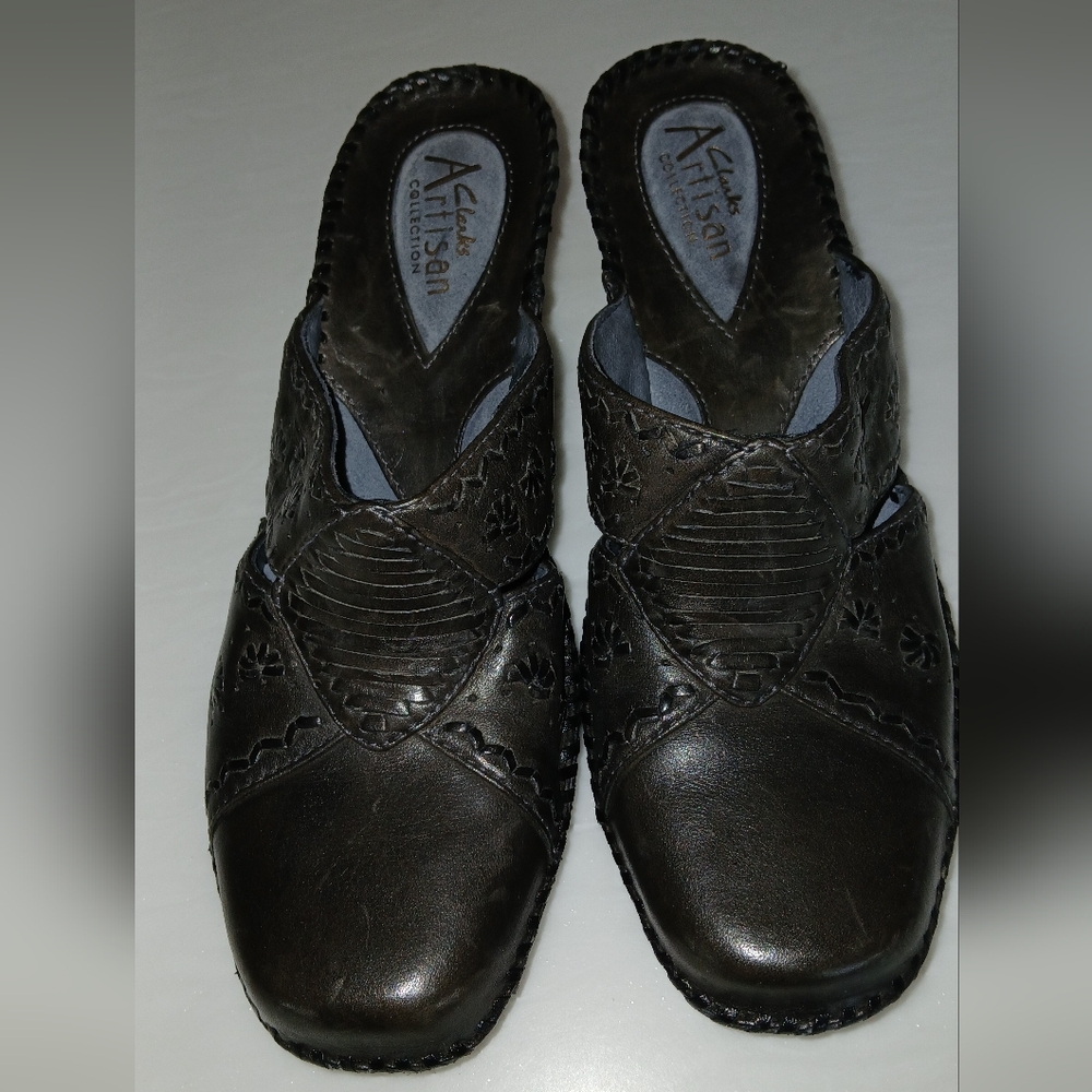 Clarks Artisan Woven Leather Wedge Clog/Mules | Women’s Size 7M